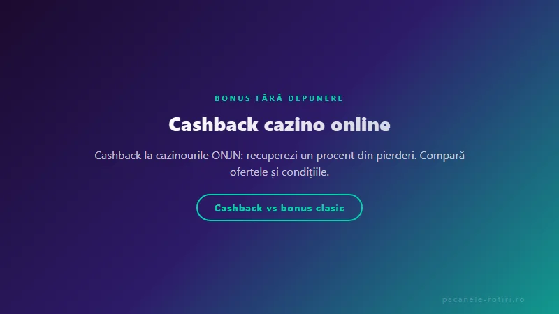 Structura bonus Cashback cazino online