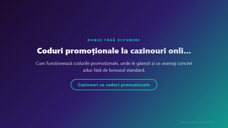 Structura bonus Coduri promoționale la cazinouri online ONJN