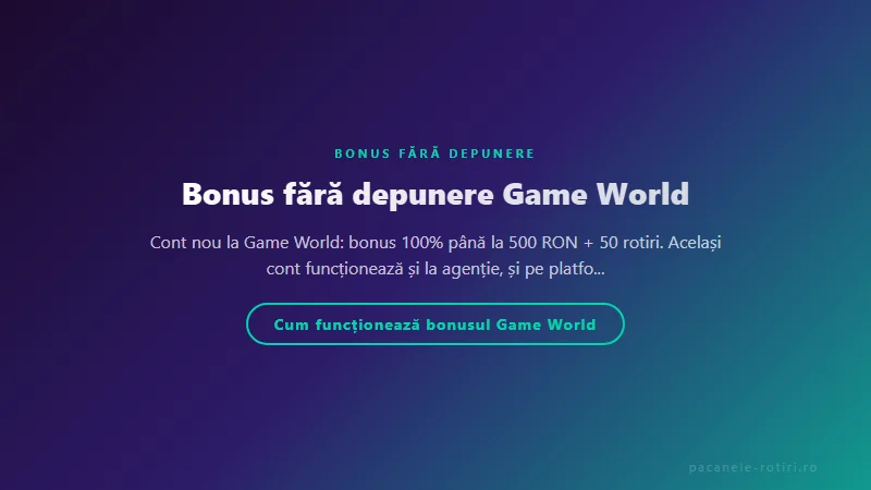 Structura bonus Bonus fără depunere Game World