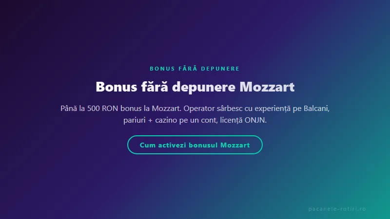 Structura bonus Bonus fără depunere Mozzart