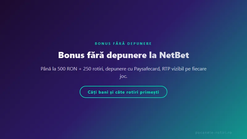 Structura bonus Bonus fără depunere la NetBet