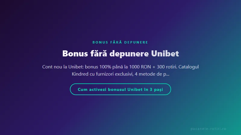 Structura bonus Bonus fără depunere Unibet