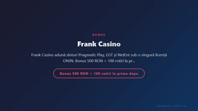 Structura bonus Frank Casino