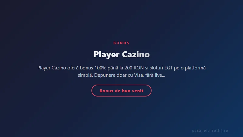 Structura bonus Player Cazino