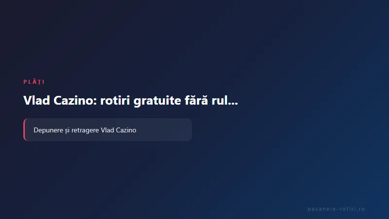 Metode de plată Vlad Cazino: rotiri gratuite fără rulaj la un brand românesc