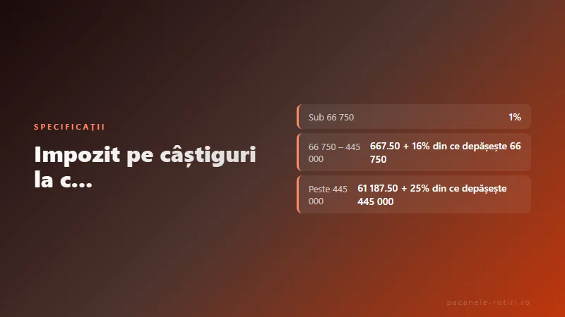 Specificații Impozit pe câștiguri la cazino în România