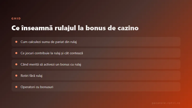 Ghid Ce înseamnă rulajul la bonus de cazino