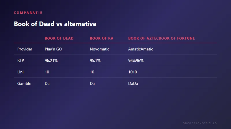 Comparație Book of Dead vs alternative