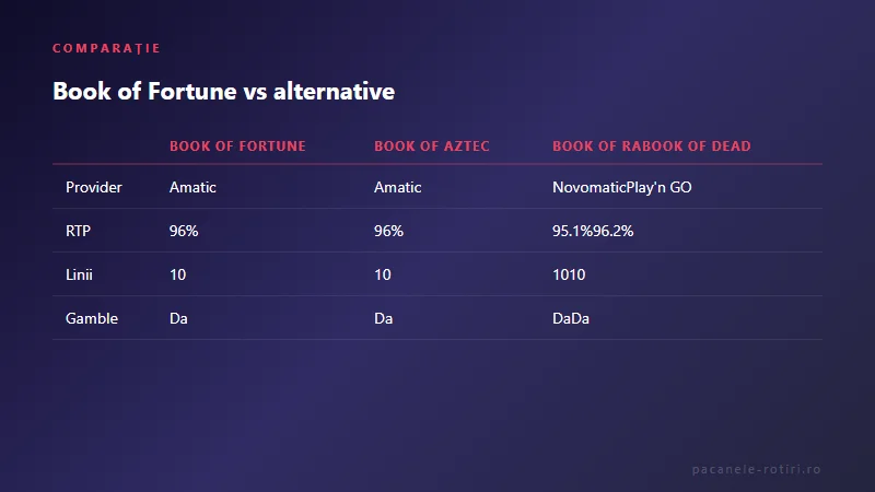 Comparație Book of Fortune vs alternative