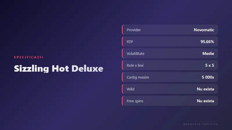 Specificații Sizzling Hot Deluxe