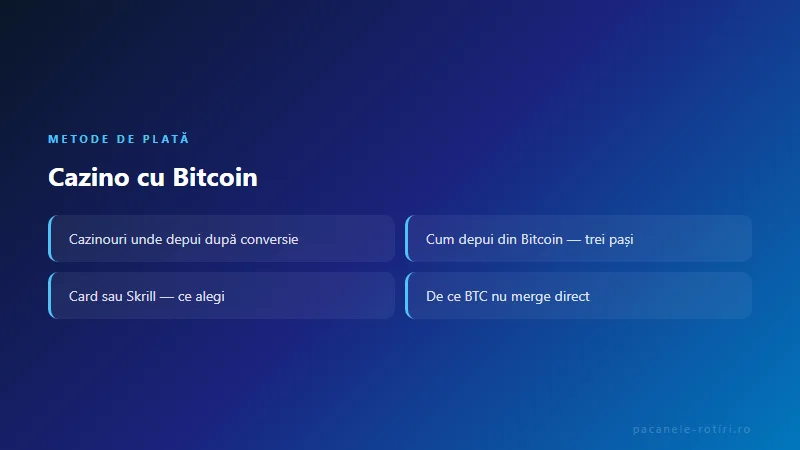 Metode de plată Cazino cu Bitcoin