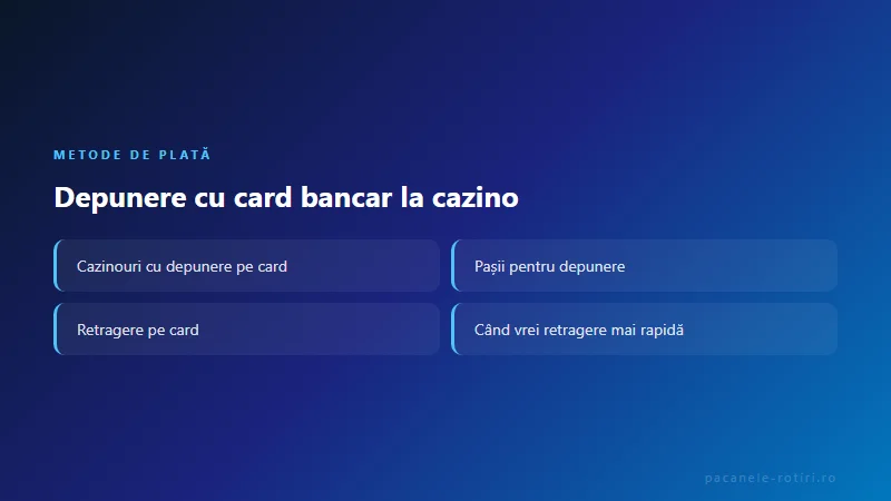 Metode de plată Depunere cu card bancar la cazino