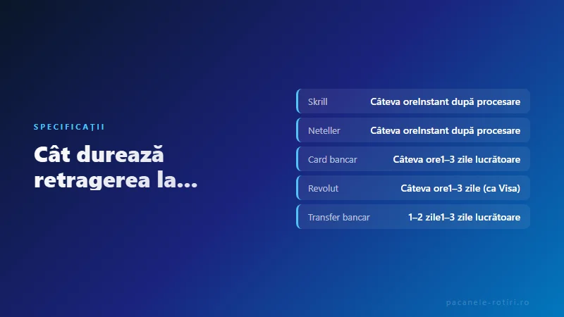 Specificații Cât durează retragerea la cazinourile ONJN