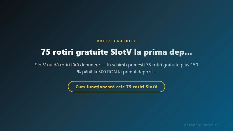 Structura bonus 75 rotiri gratuite SlotV la prima depunere